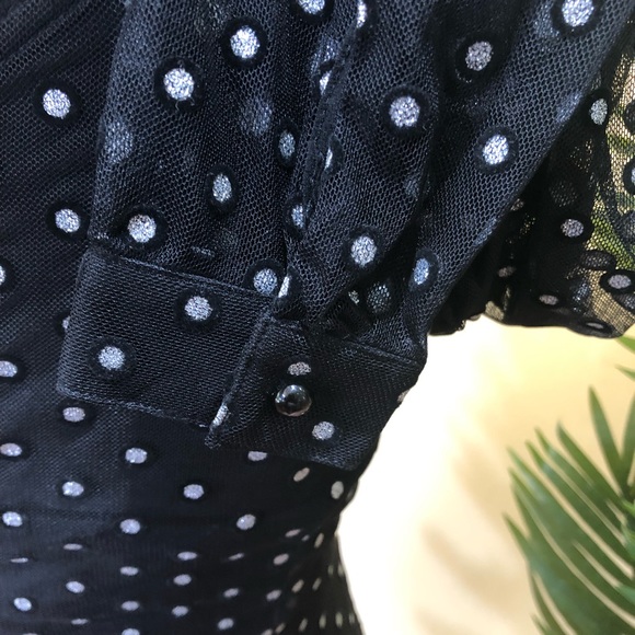 Boohoo Nights Polka Dot One Shoulder Cocktail Dress Silver Black 6 - Picture 8 of 8